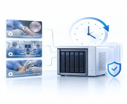 Recorded clinical video sessions flowing into secure institutional storage